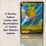 Pokemon Karten deutsch 50 Verschiedene Original Pokemon Karten + 1 V, VMAX, VSTAR oder Gx + 1 Selten + 3 Holo Rare 1 zufällige Pikachu, Glumanda, Bauz, Evoli aktuelle Sets + 1 Heartforcards® Toploader