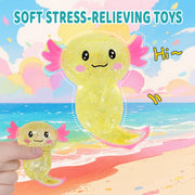 Axolotl Squishy Stressabbau-Spielzeug Glitzer Fidget-Spielzeug Niedliches Axolotl Spielzeug aus Spielzeug Partygeschenke Angstabbau Squishy-Spielzeug (Blau)