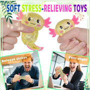 Axolotl Squishy Stressabbau-Spielzeug Glitzer Fidget-Spielzeug Niedliches Axolotl Spielzeug aus Spielzeug Partygeschenke Angstabbau Squishy-Spielzeug (Blau)