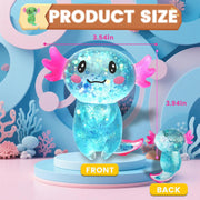 Axolotl Squishy Stressabbau-Spielzeug Glitzer Fidget-Spielzeug Niedliches Axolotl Spielzeug aus Spielzeug Partygeschenke Angstabbau Squishy-Spielzeug (Blau)